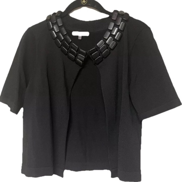 NWOT Anne Klein Short Sleeved Sweater Jacket Cardigan Black Size PS designer - Picture 8 of 8